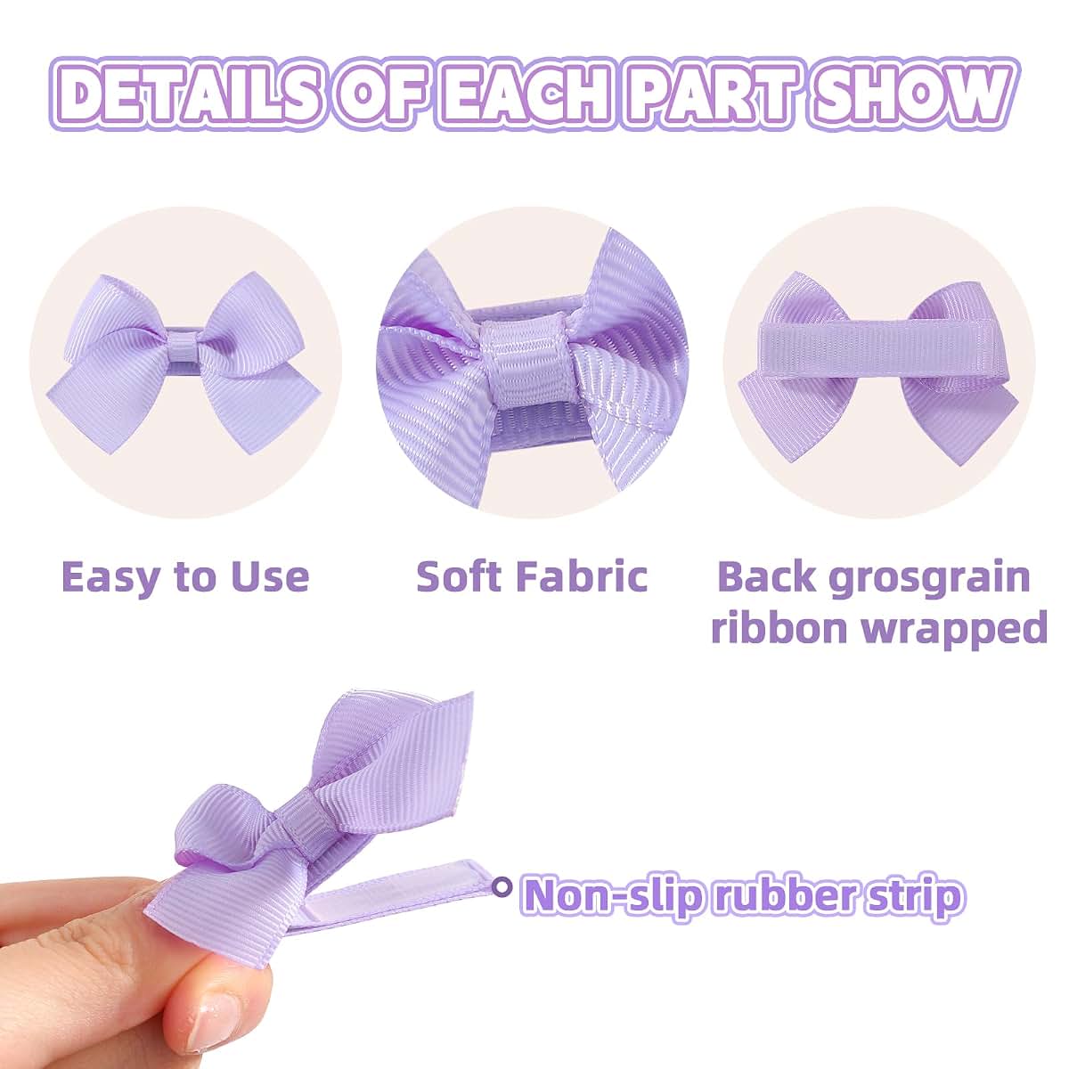 40-Piece Mini Grosgrain Ribbon Baby Hair Bow Clip Set for Girls