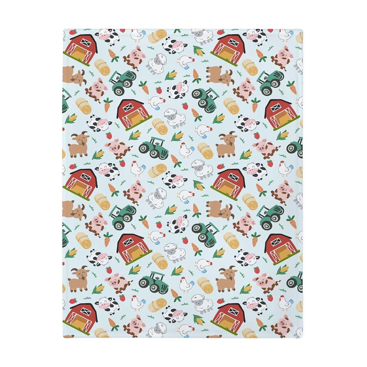 Colorful Farm Animals Flannel Swaddle Receiving Blanket for Infants