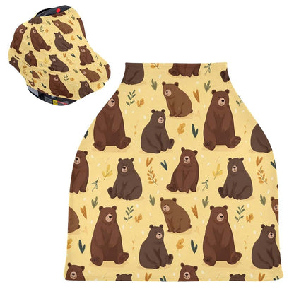 Lancerry Baby Car Seat Cover Brown Bears