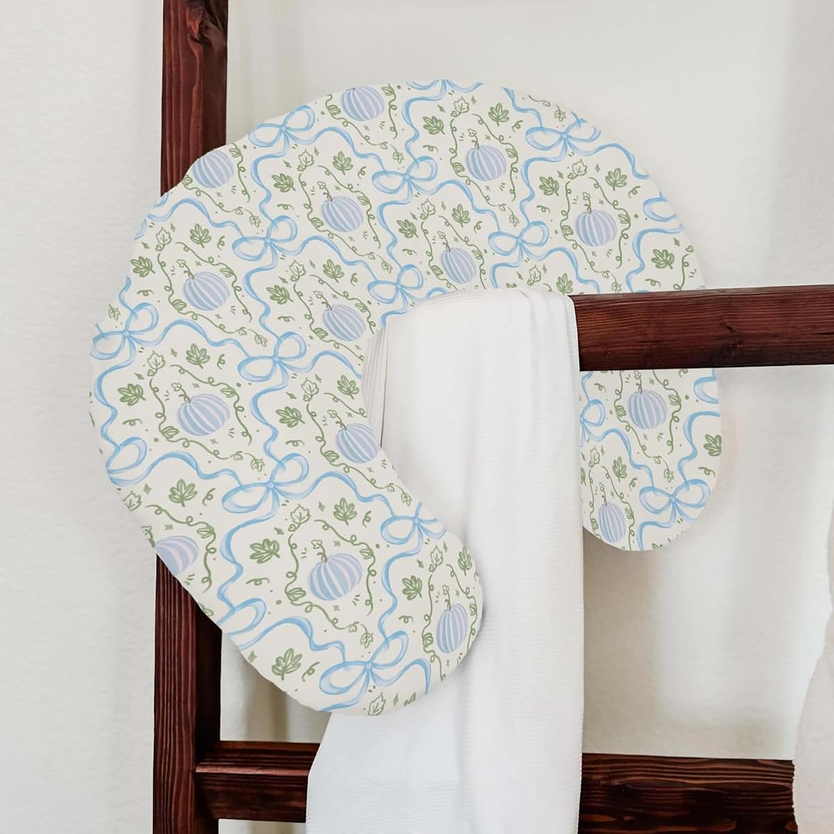 Selgkds Fall Blue Pumpkins Nursing Pillow Cover (photo 4)