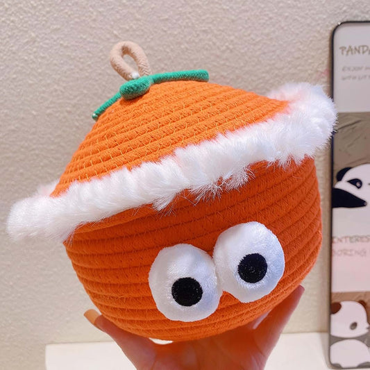 Lafande Halloween Woven Pumpkin Basket With Lid