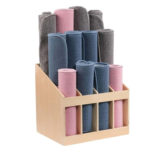Taifuan Children's Montessori Educational Rug Display Stand, 12 grids for Home/Gym/Kindergarten Carpets Stand Organizer