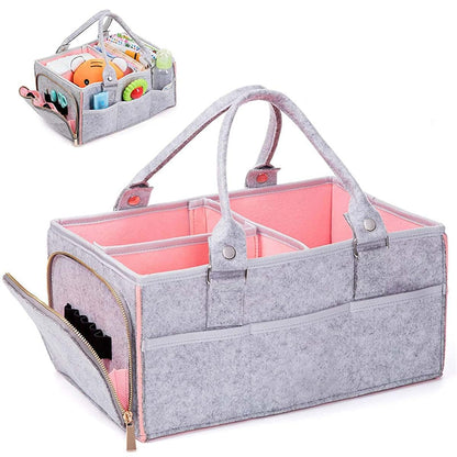 iKenta Felt Baby Diaper Organizer, Nursery Storage Bin Car Organizer for Diapers and Baby Wipes,Baby Caddy organizer