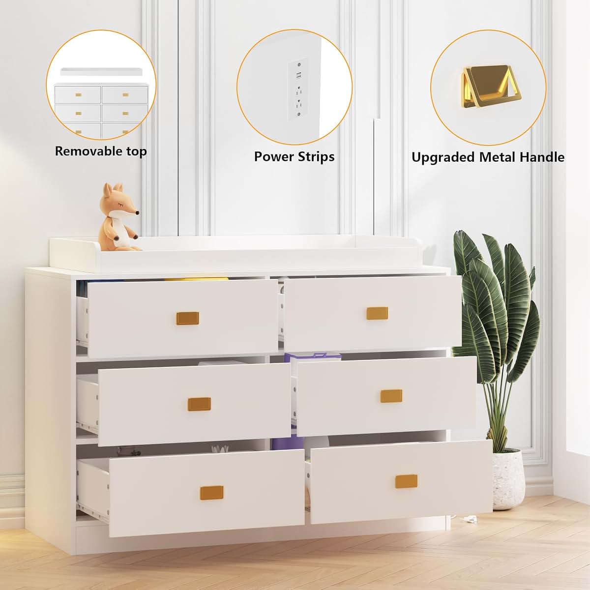 ChicHabitat 6-Drawer Baby Changing Table Dresser With Removable Top (photo 2)