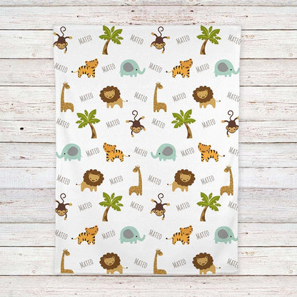 Lovable Gift Co Personalized Fleece Jungle Animals Baby Blanket, Jungle Nursery (photo 4)