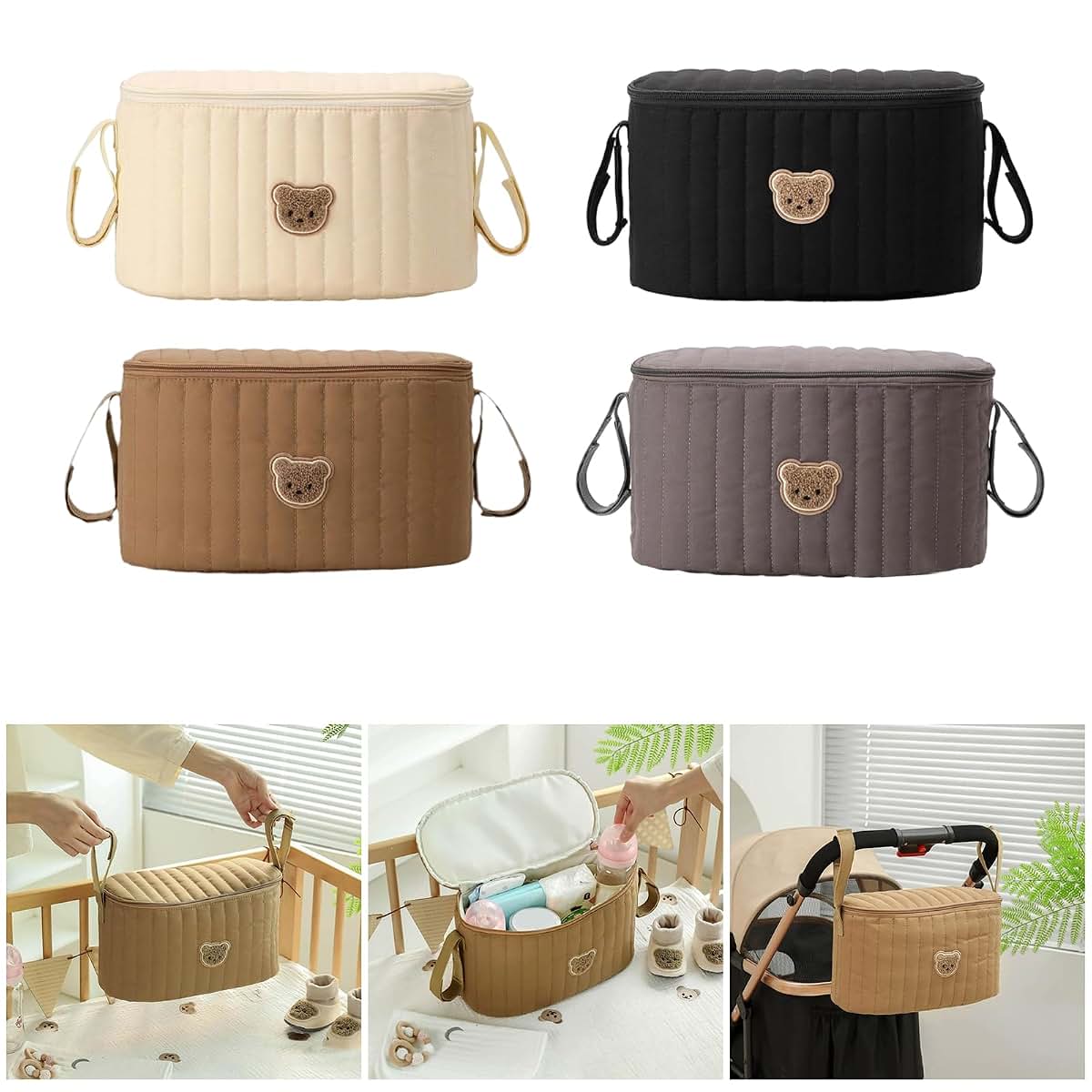 Montesy Cartoon Bear Stroller Hanging Bag With Large Capacity (photo 2)