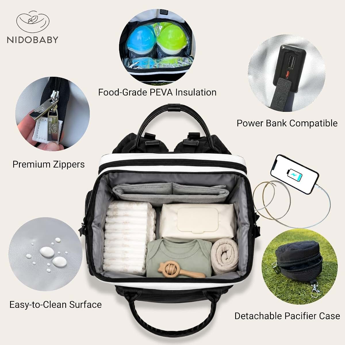 NIDOBABY Diaper Bag Backpack with Changing Station and Bottle Warmer (photo 2)