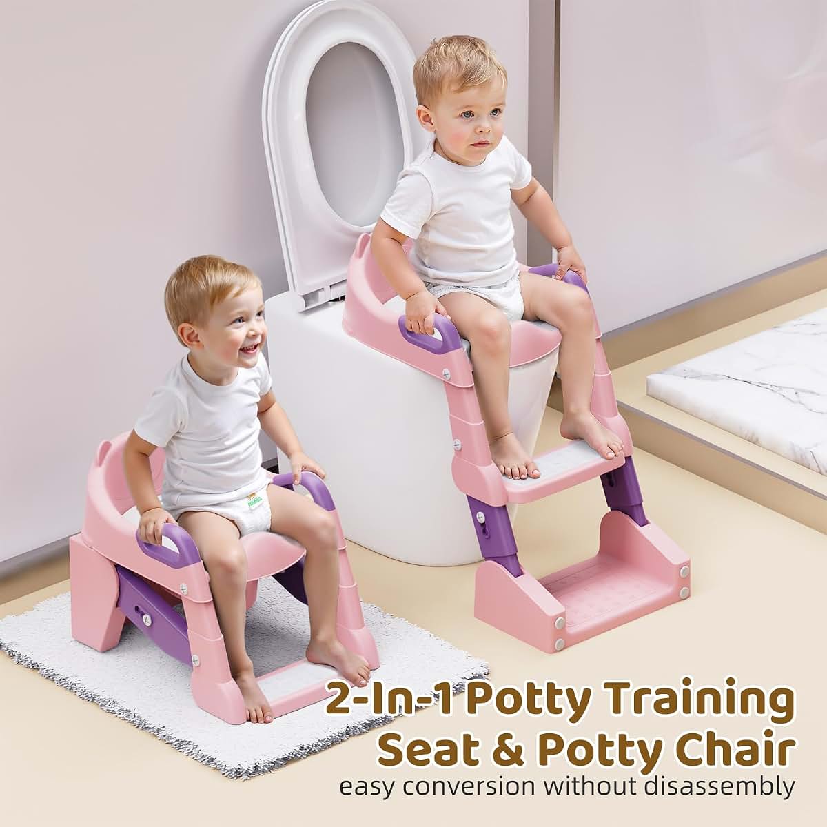 BabyOneStop 3-In-1 Toddler Potty Training Seat With Step Stool Ladder