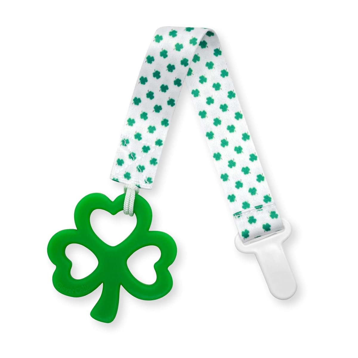Clover Designs Irish Baby Teething Toy - Shamrock Teether & Pacifier Clip (photo 2)