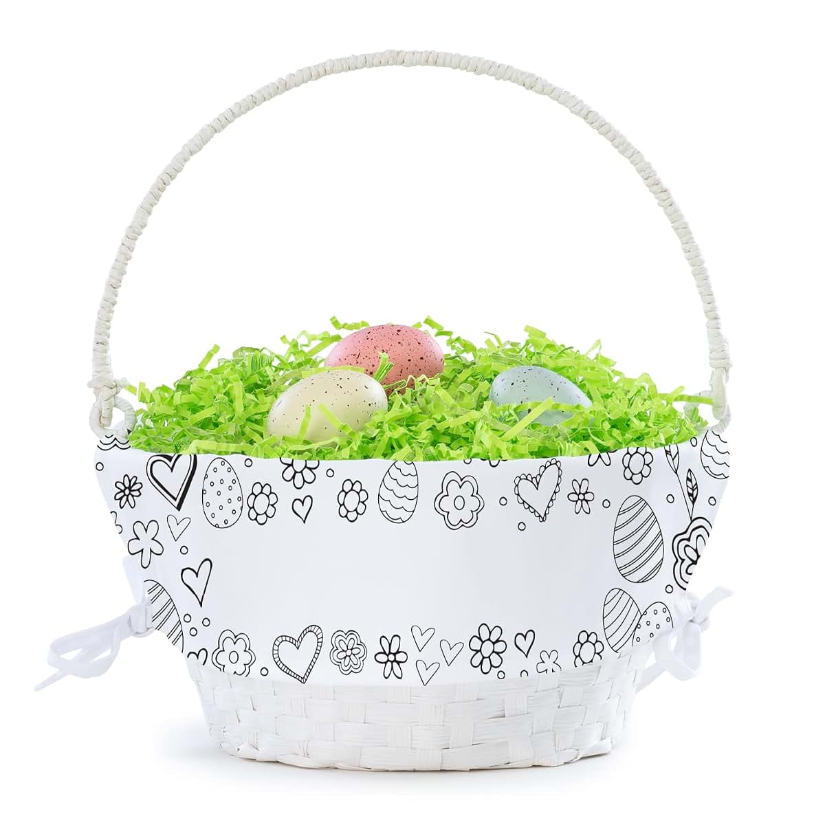 Personalized Planet Floral and Heart Theme DIY Personalized Easter Egg Basket with Handle and Custom Name | Color It (photo 4)