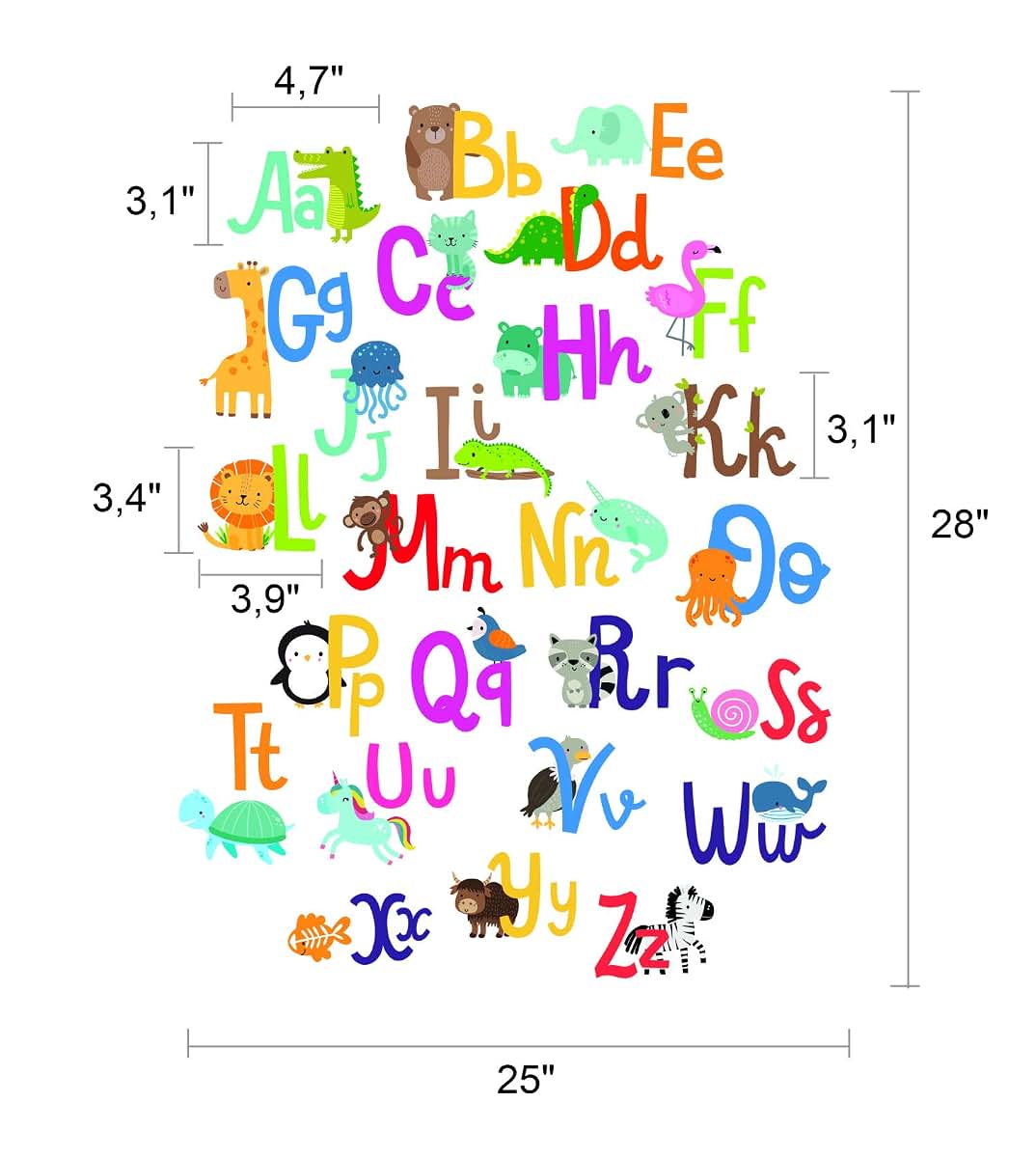 ABC Alphabet Wall Decals for Kids Nursery Decor