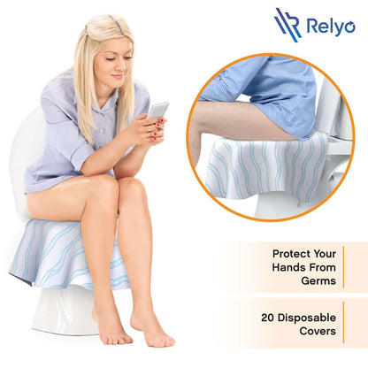 Relyo Disposable Toilet Seat Cover for Travel, 20 Pack, Waves