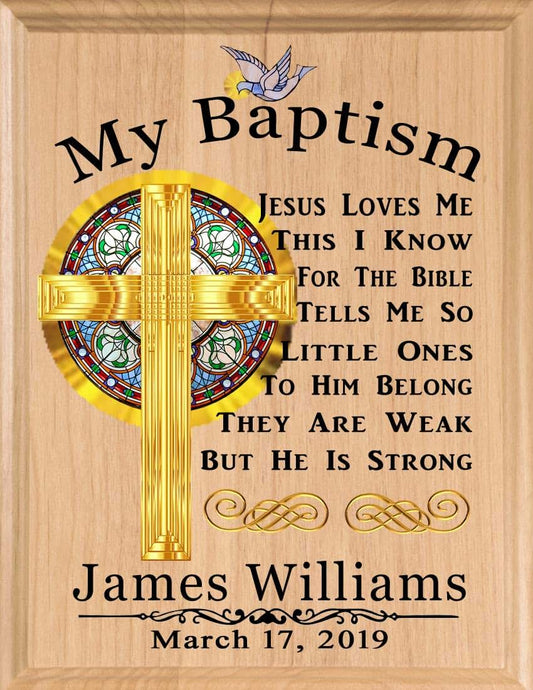 Broad Bay Baptism Gift Plaque Personalized Name and Date Christening Keepsake - For Boys or Girls MADE in USA (My