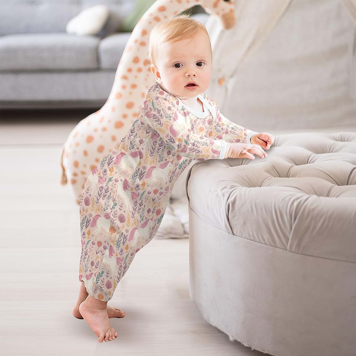 decor gift Funny Pink unicorns Baby Infant Sleeper Gown Comfy Sleepwear 1-Piecing Pajamas Cotton ropas para ninas bebes (photo 4)