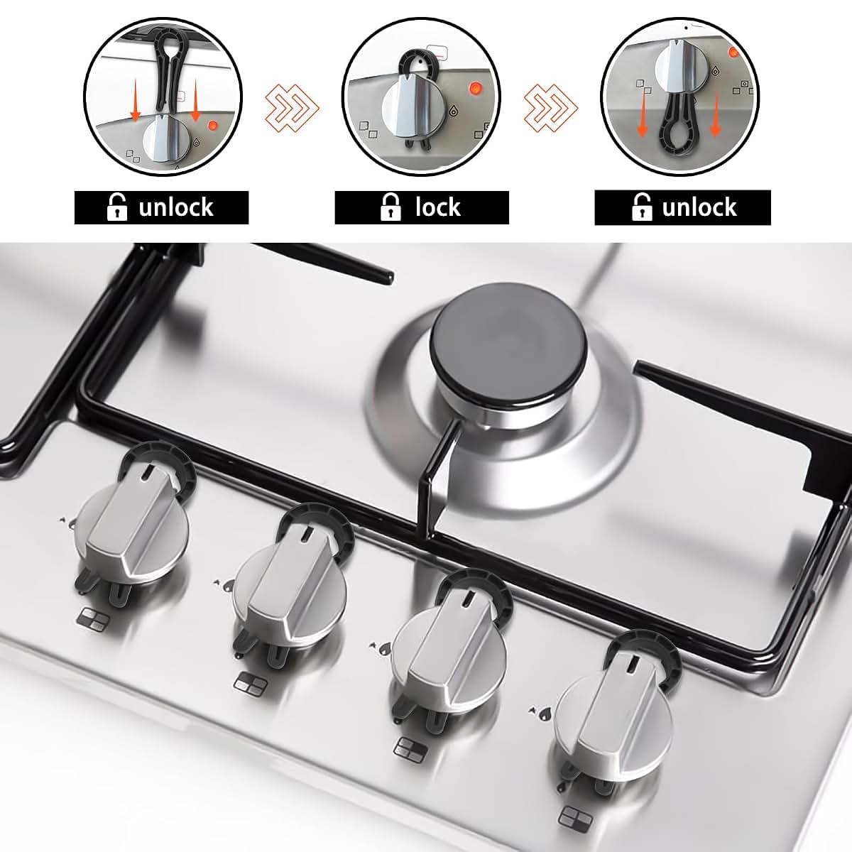Stove Knob Safety Covers 5 Pack Black