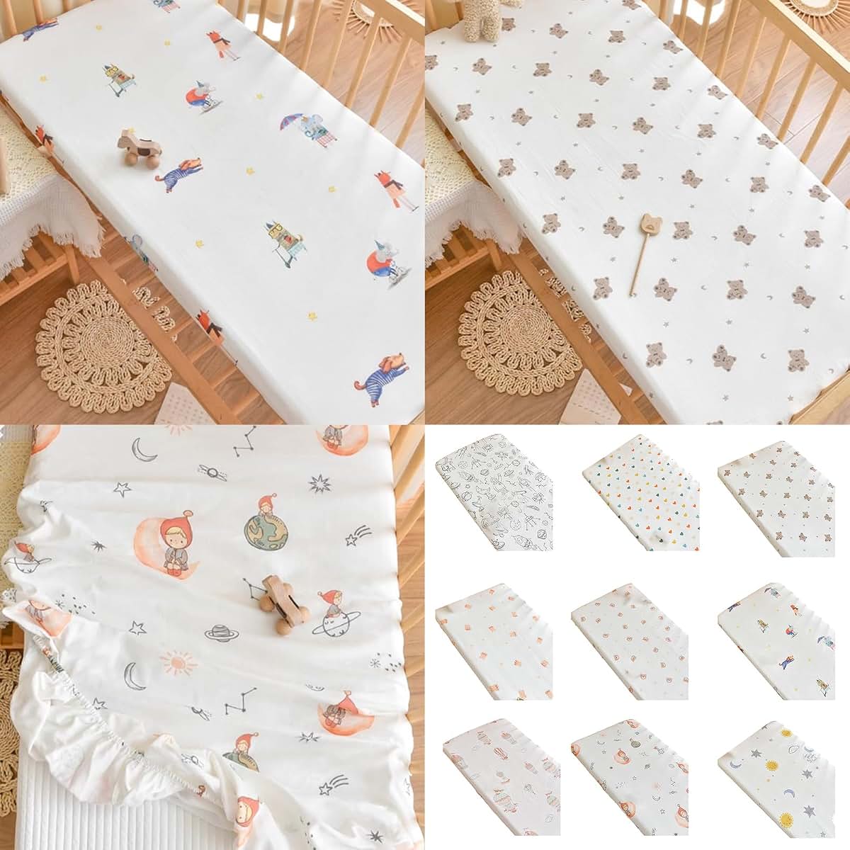 ZHENZQ Baby Bassinet Fitted Sheet Moon Girl (photo 2)