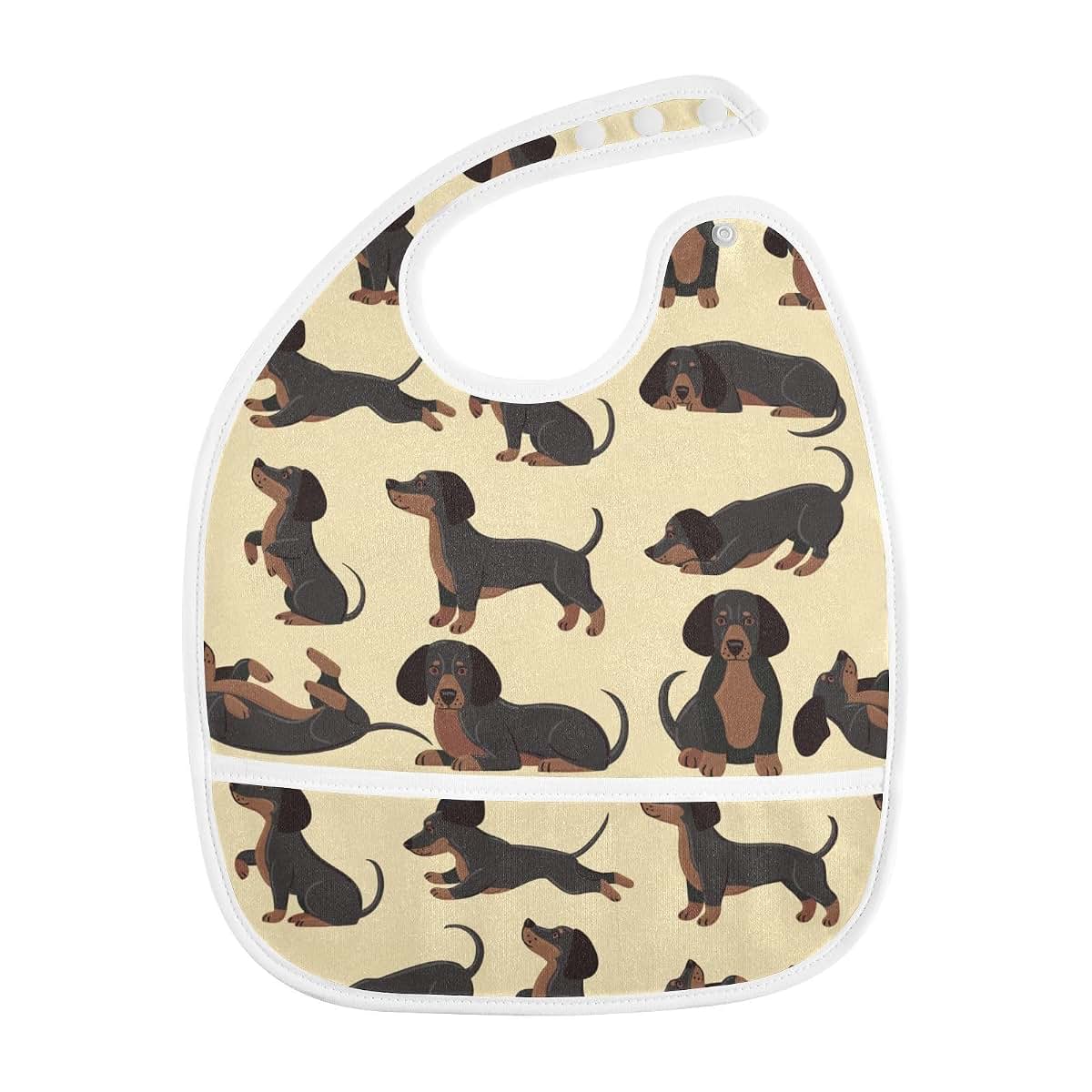 Waterproof Baby Bib with Food Catcher Pocket and Adjustable Snaps