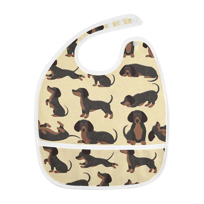 Waterproof Baby Bib with Food Catcher Pocket and Adjustable Snaps