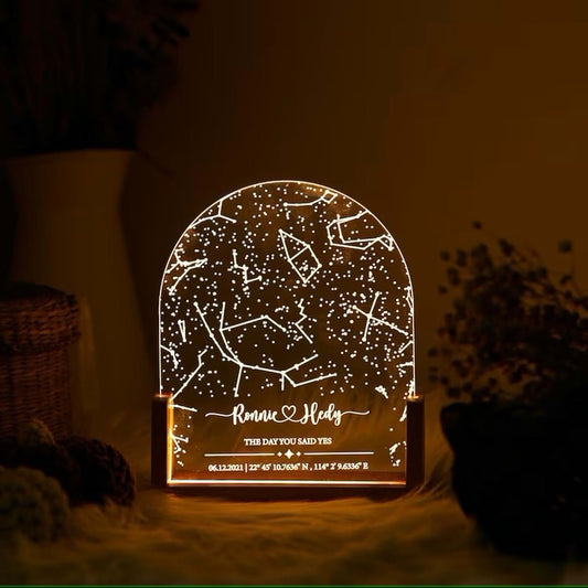 XEL Custom Star Map Night Light for Couples,Personalized Night Light Star Map Plaque,Star Constellation Map for