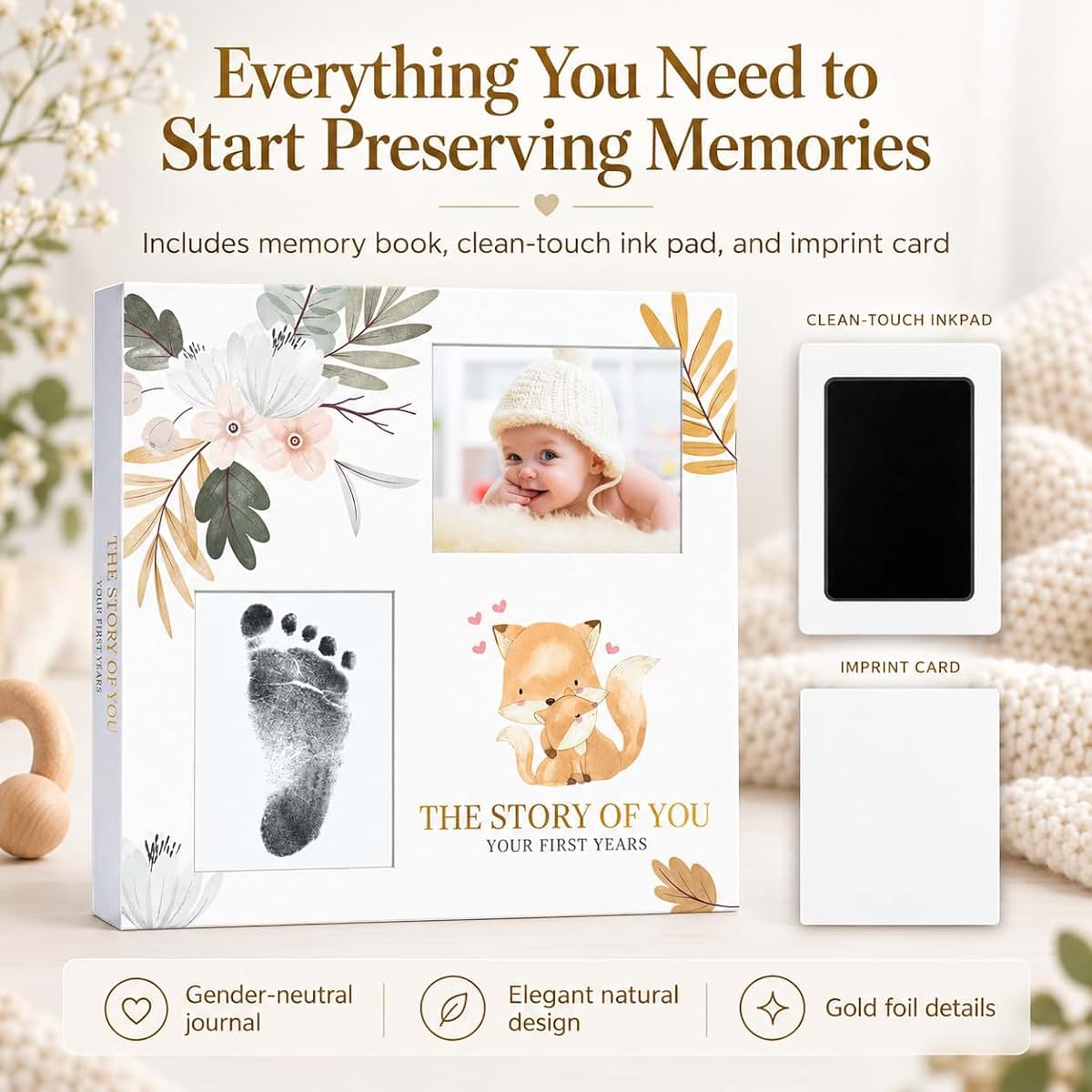 Schulsmart Baby Memory Book For Girl Or Boy With Ink Pad (photo 2)