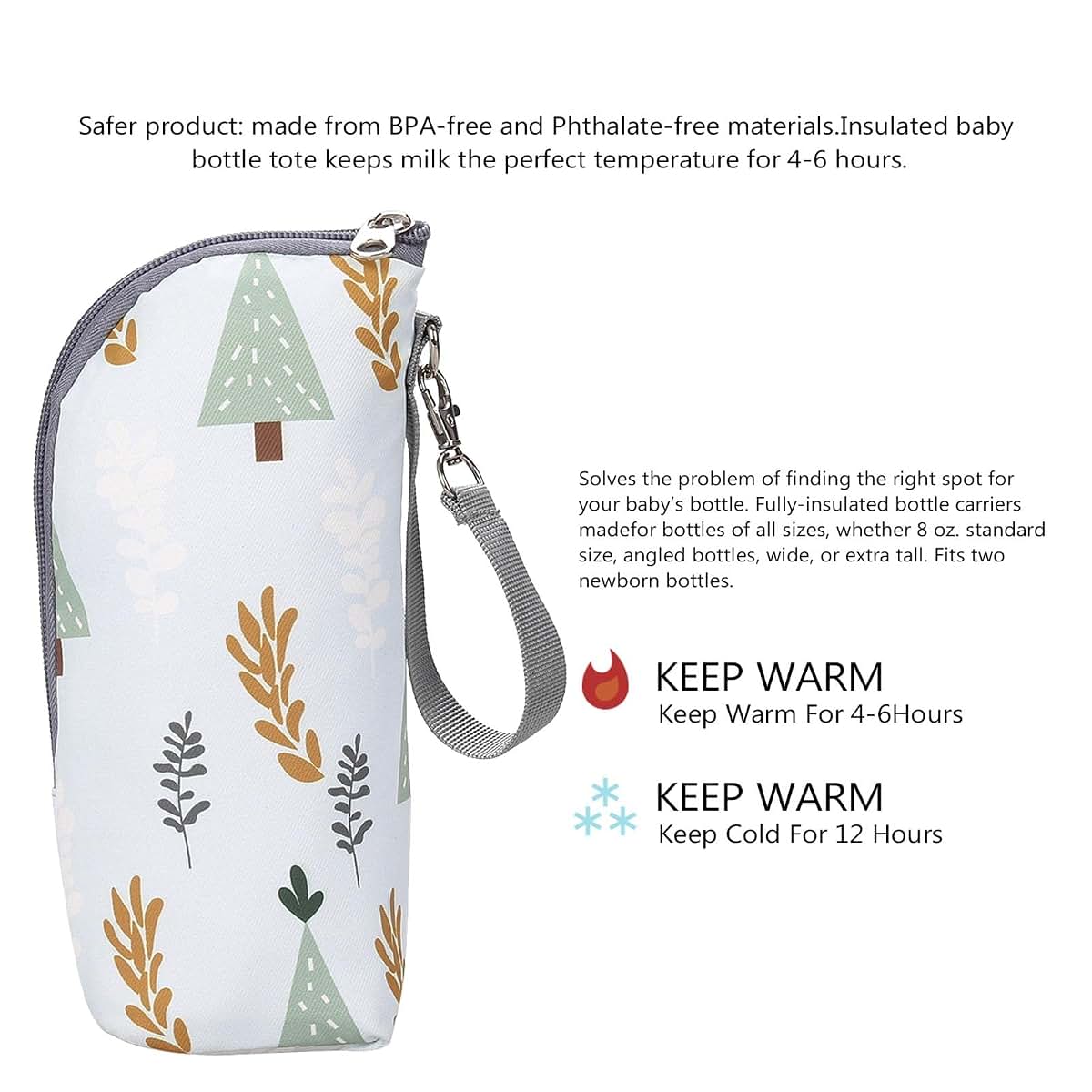 Rhinoon Insulated Baby Bottle Bag, Portable Breastmilk Storage Tote, Oxford Cloth Waterproof Feeding Bottle Pouch, for
