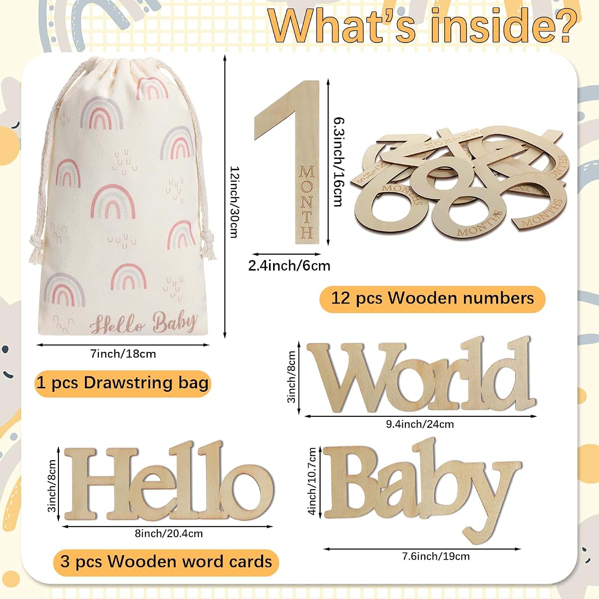 Milestone Baby Photo Props Set | Wooden Monthly Card Numbers for Announcements