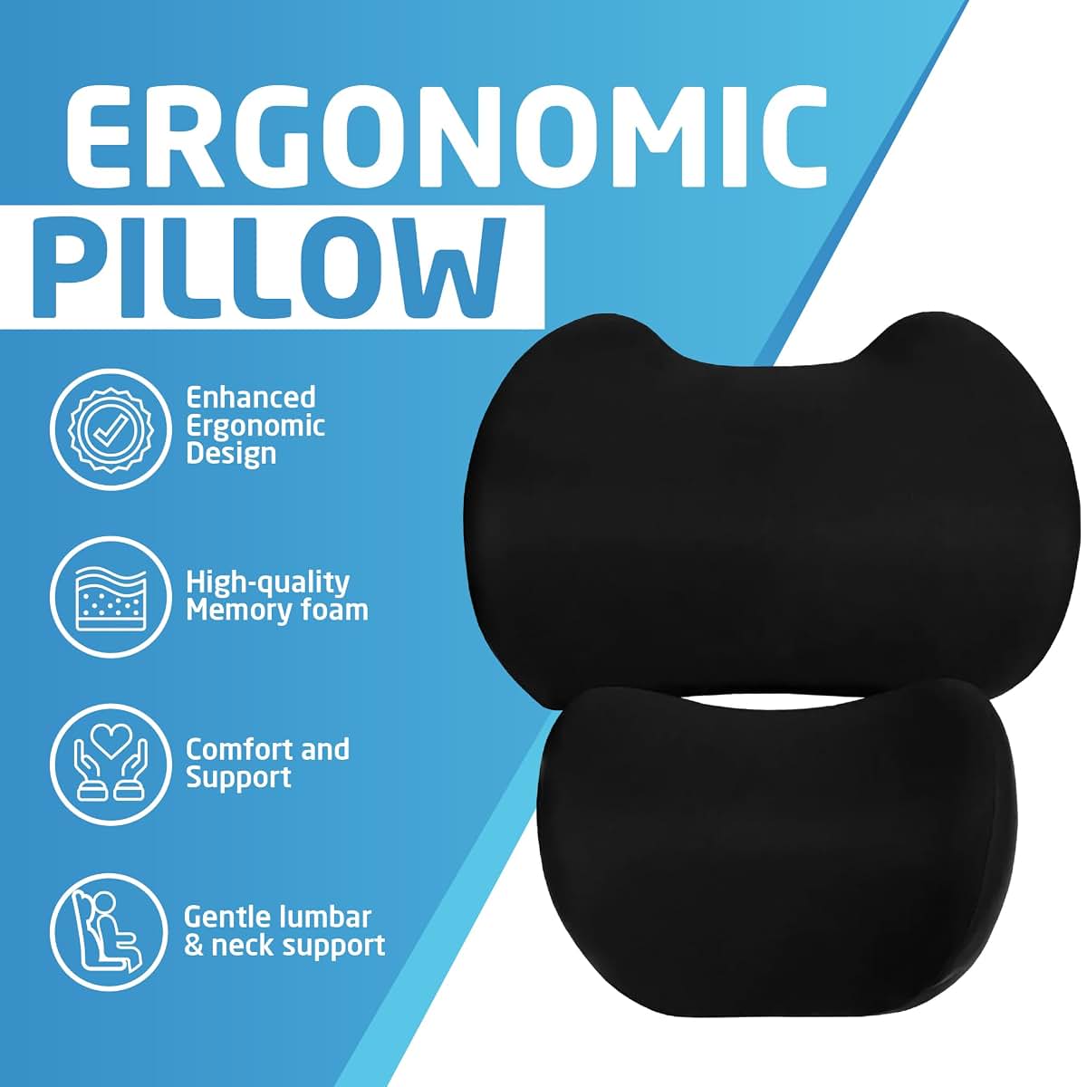 Peaceful Parenting Lumbar & Neck Support Pillow Kit - Adjustable Memory Foam Set