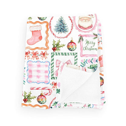 Wicbfdfv Christmas Santa Pine Trees Flannel Baby Blanket for Boys & Girls, 40x50 Inch