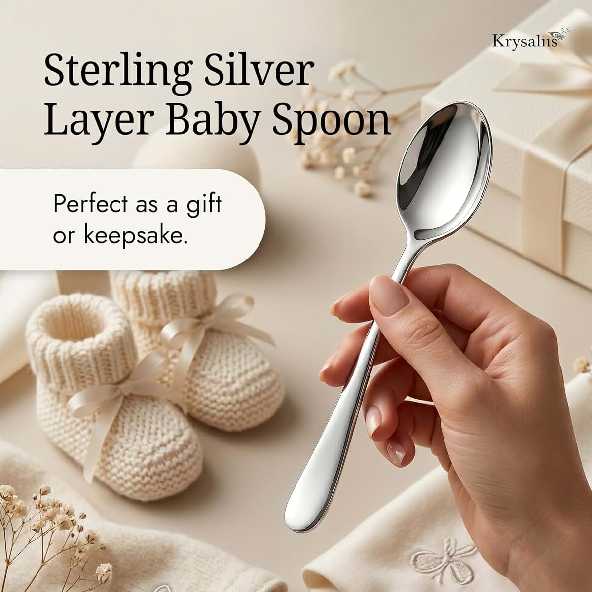 Krysaliis Sterling Silver Layer Feeding Spoon (photo 2)
