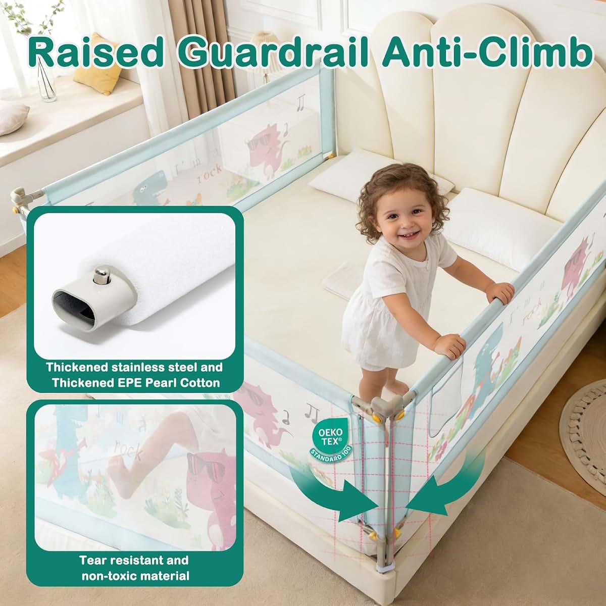 VIUEANR Toddler Bed Rail Swing Down Guard for Twin to King Mattresses (photo 3)