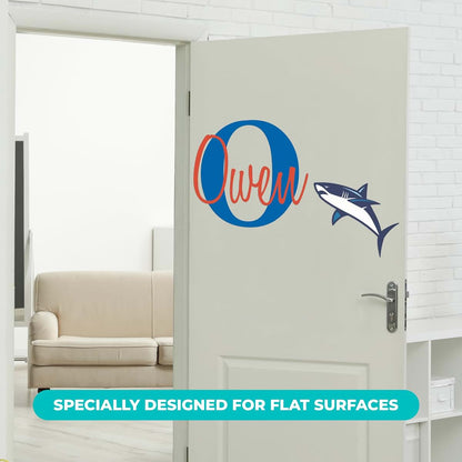 E-Graphic Design Inc Personalized Shark Wall Sticker With Custom Name And Initial