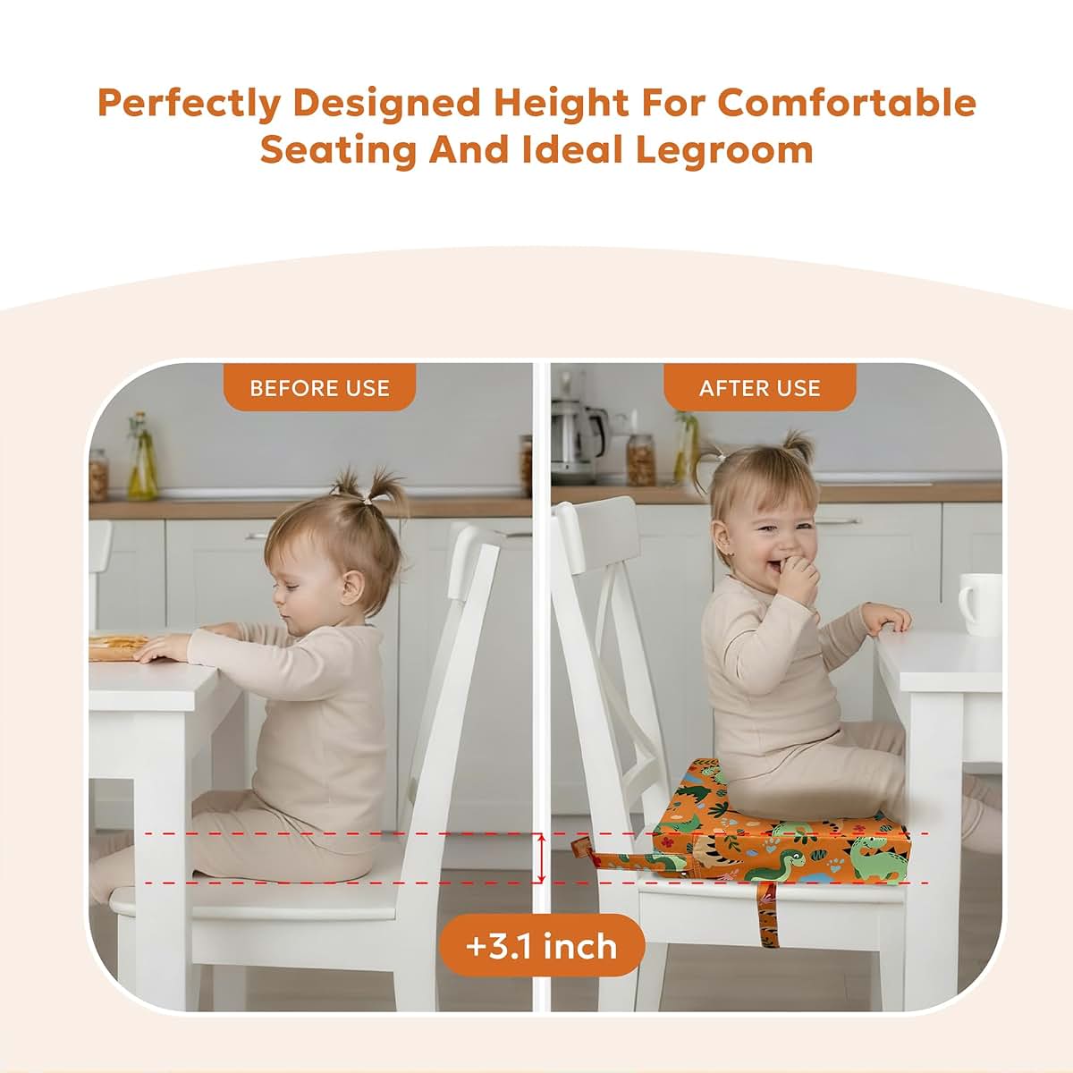 Ballad Toddler Booster Seat With Non-Slip Base and Straps