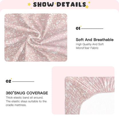 KEEPREAL Fitted Crib Sheets, Pink Glitter Texture, 28x52 Inches, Standard Crib & Toddler Mattress