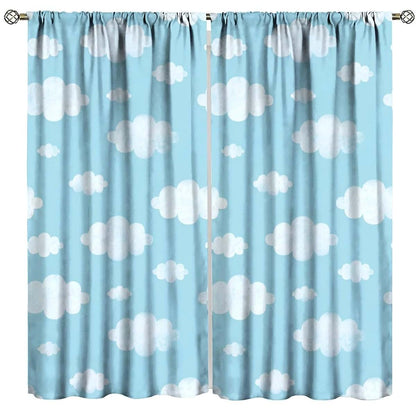 Phtayot Kawaii Clouds Curtain Set | Cute Sky Print Window Decor