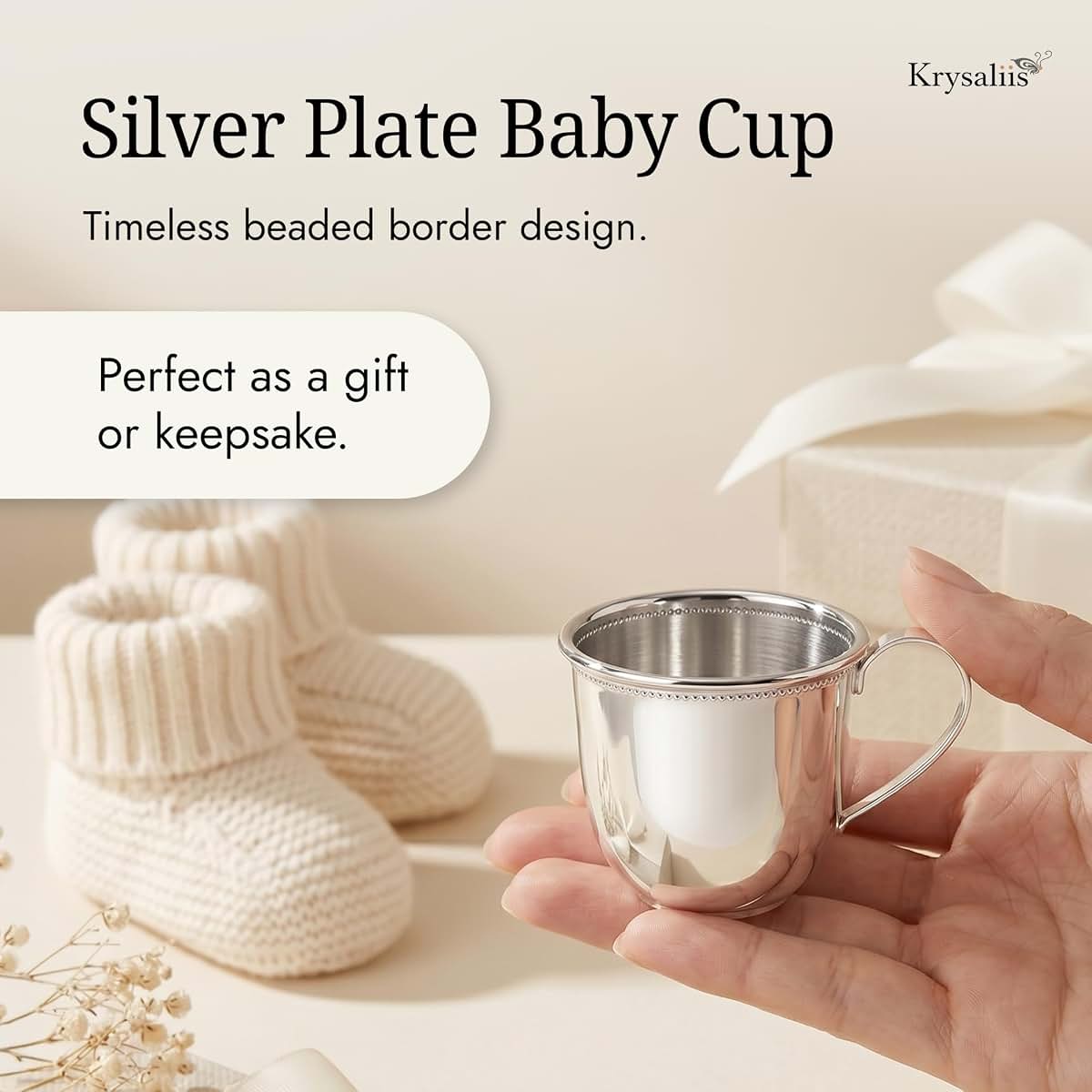 Krysaliis Beaded Silver Plated Cup Mug