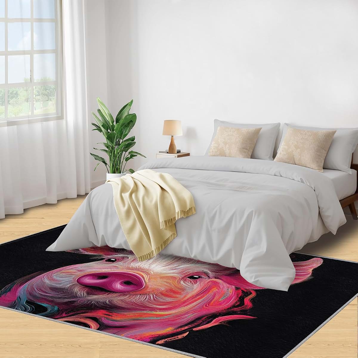 HYGIUID Pig Rugs for Boys Room, Fantasy Pig Area Rug - 4x5 (photo 4)