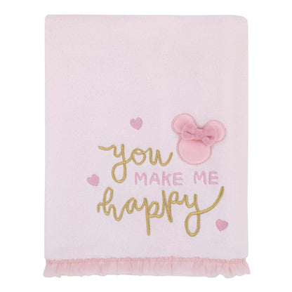 Disney Minnie Mouse My Happy Place Appliqued Baby Blanket Throw