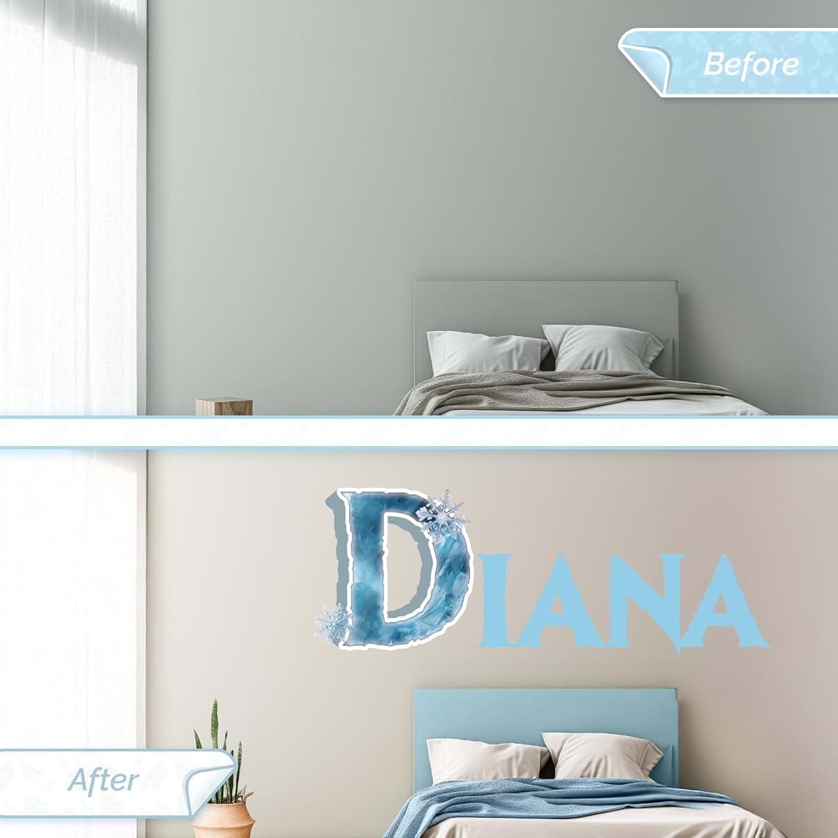 AdesiivoStudio Custom Ice Princess Name Wall Decal – Personalized Snowy Letters