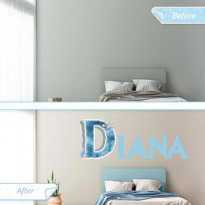 AdesiivoStudio Custom Ice Princess Name Wall Decal – Personalized Snowy Letters