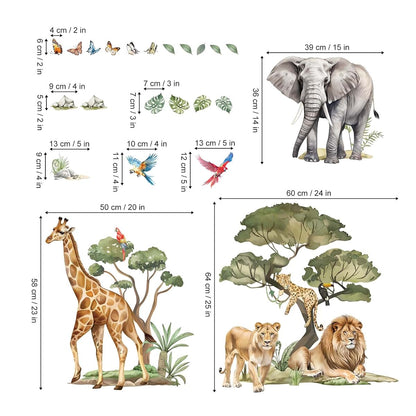 Wondever Jungle Animals Wall Decals Safari Elephant Lion Wall Stickers XL (photo 4)