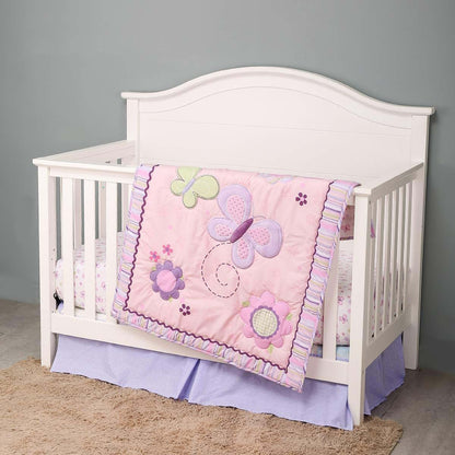 Butterfly Embroidery Crib Bedding Set for Nursery Cot