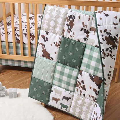 The Peanutshell 3 Piece Crib Bedding Set for Nursery - Boho Farmhouse Style