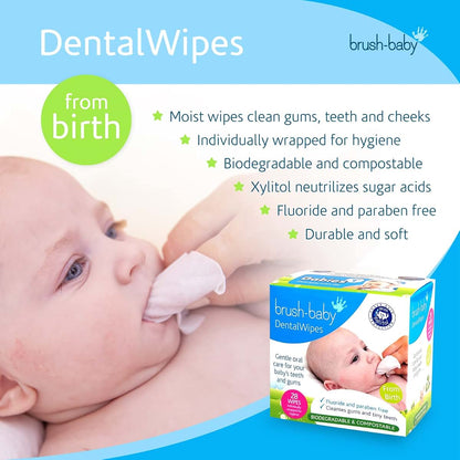 Brush Baby Teething Dental Wipes for Ages 0-Toddler