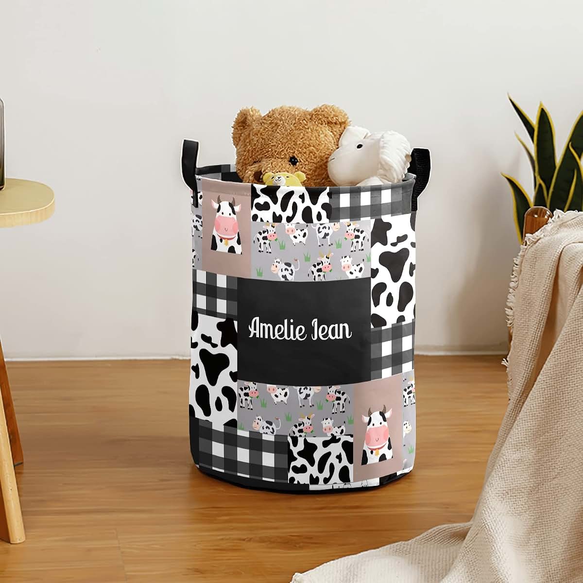 Joyestore Cow Print Patchwork Storage Bin And Laundry Hamper (photo 3)