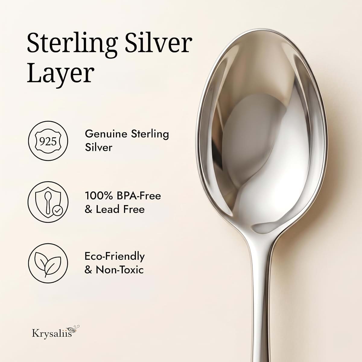 Krysaliis Sterling Silver Layer Feeding Spoon (photo 4)