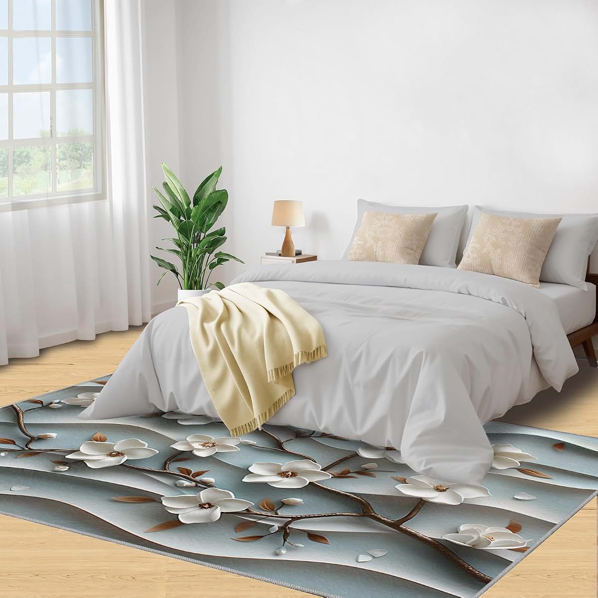 Hygiuid 3D Magnolia Floral Area Rug For Nursery And Bedroom (photo 4)