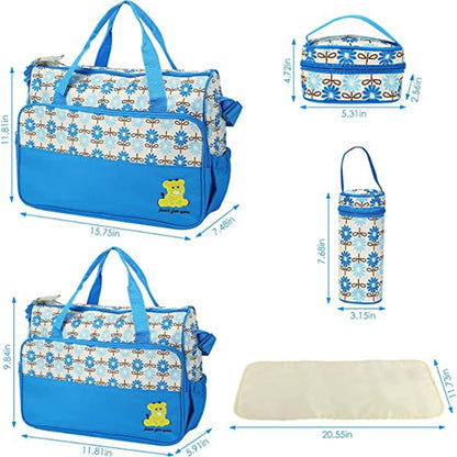 KOCASO 5PCS Baby Nappy Diaper Bags Set Mummy Diaper Shoulder Bags w/Nappy Changing Pad Insulated Pockets Travel Tote (photo 3)