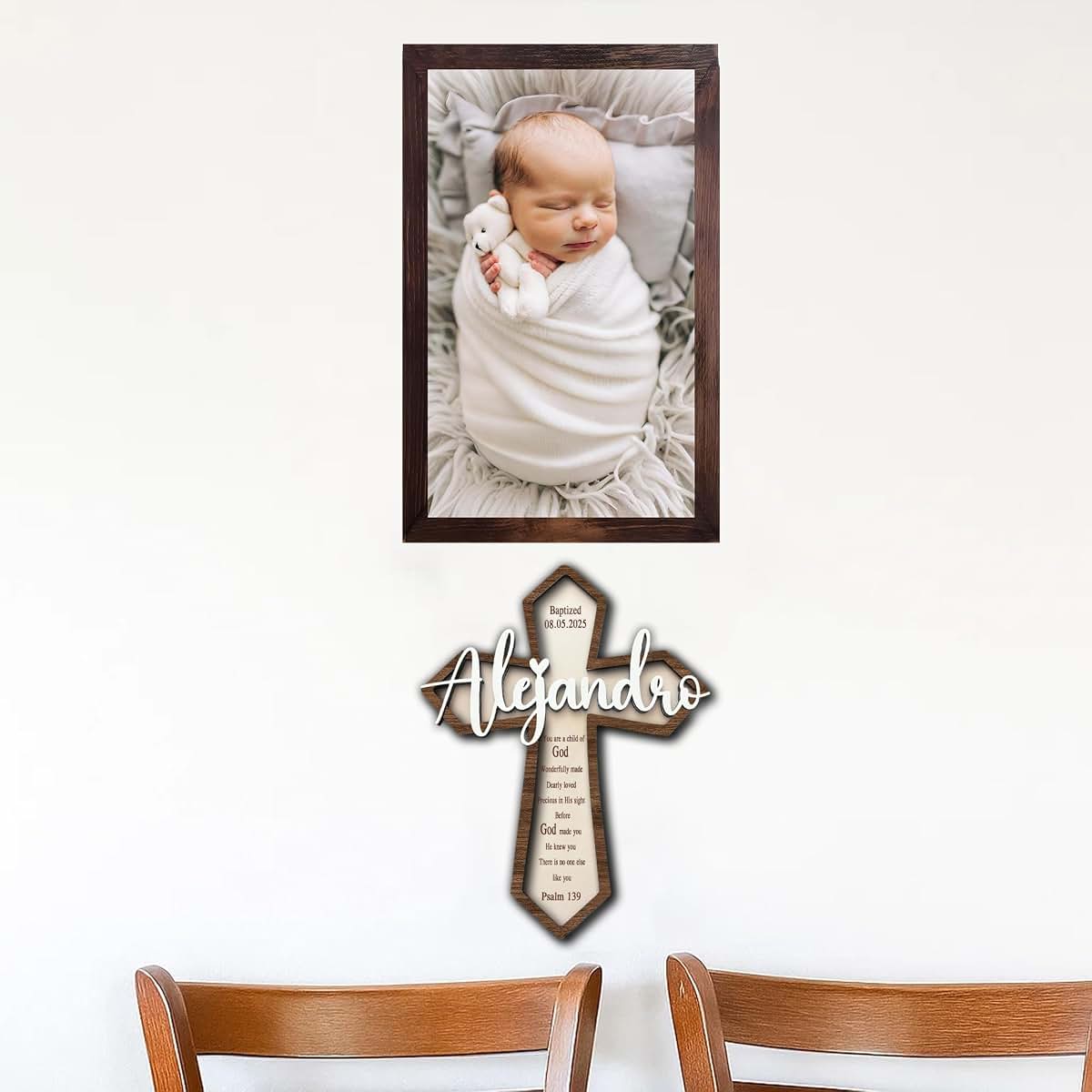 Dilypod Personalized Wooden Baptism Cross For Wall Decor