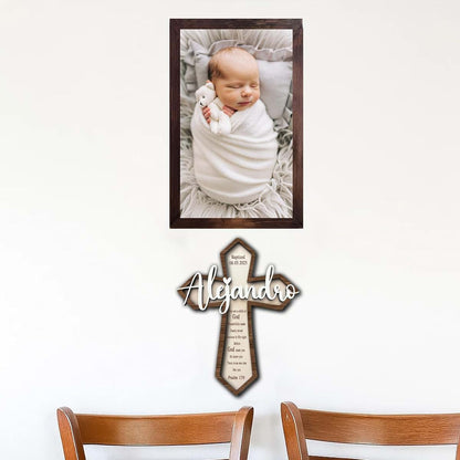 Dilypod Personalized Wooden Baptism Cross For Wall Decor