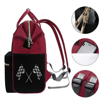 SONGTING Black and White Checkered Flags Diaper Bag Backpack Travel Waterproof Mommy Bag Nappy Daypack Red-Style, 0ne (photo 3)